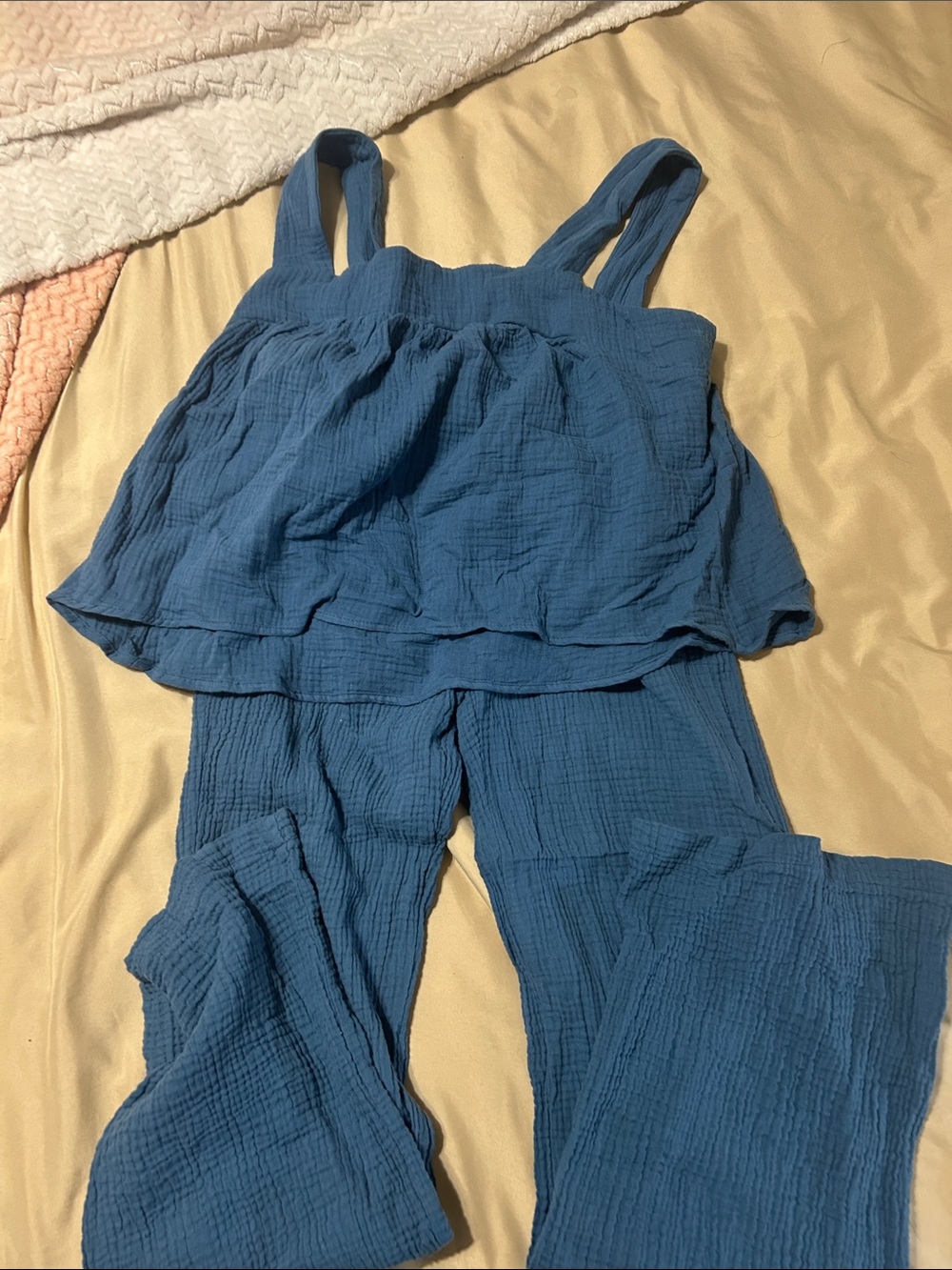 DREW Blue Wide-Leg Two-Piece Jumpsuit Set